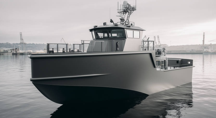 Workboat in harbor