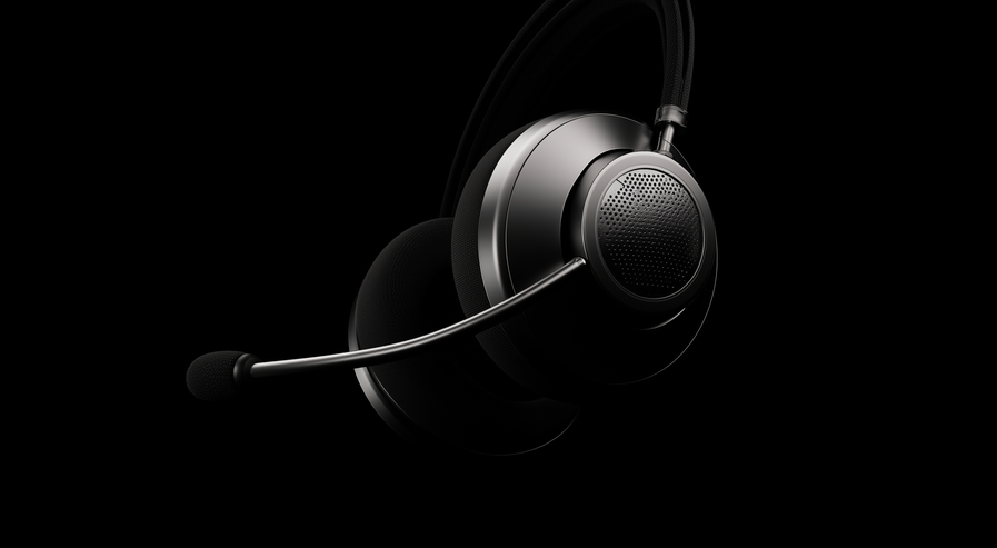 Headset with microphone boom